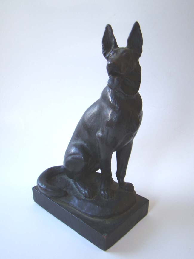 A pair of German Shepherd bookends by Paul Herzel circa 1928 — image 2